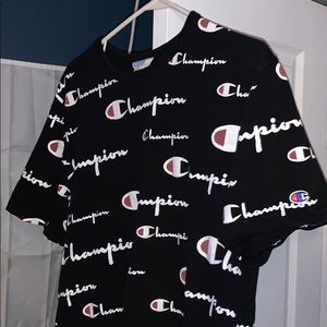 Black large print champion shirt